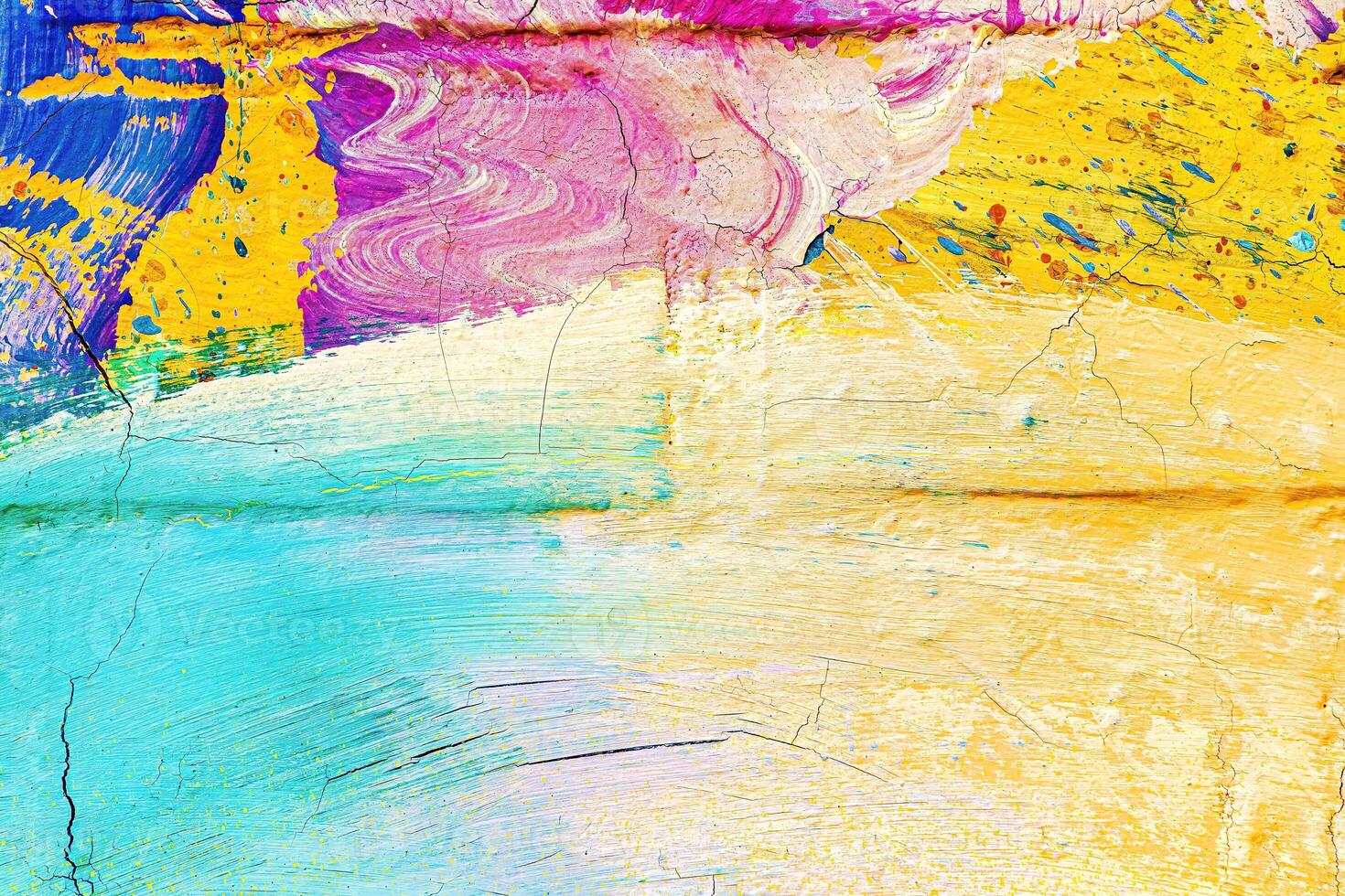 A fragment of colorful graffiti painted on a wall. Abstract urban background. photo