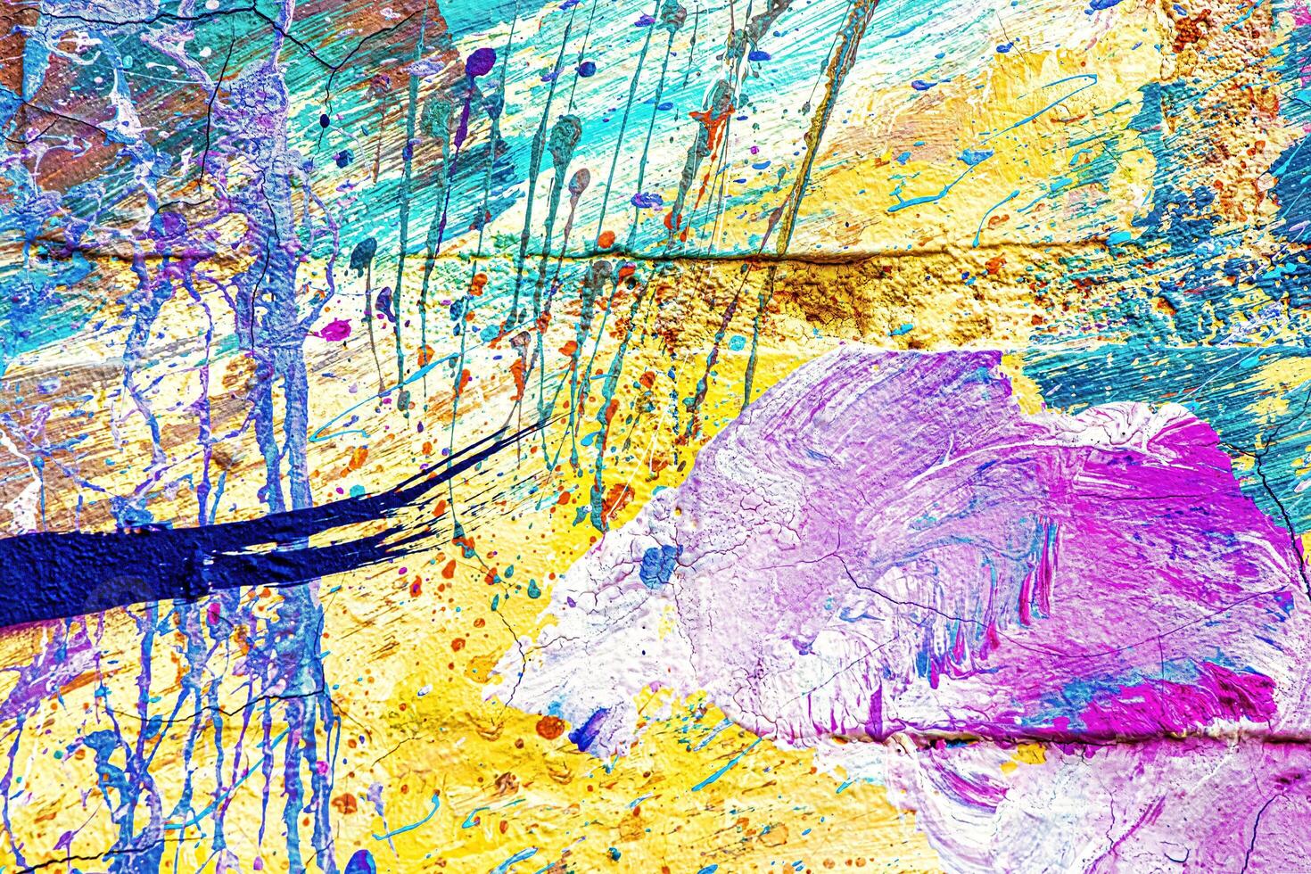 A fragment of colorful graffiti painted on a wall. Abstract urban background. photo