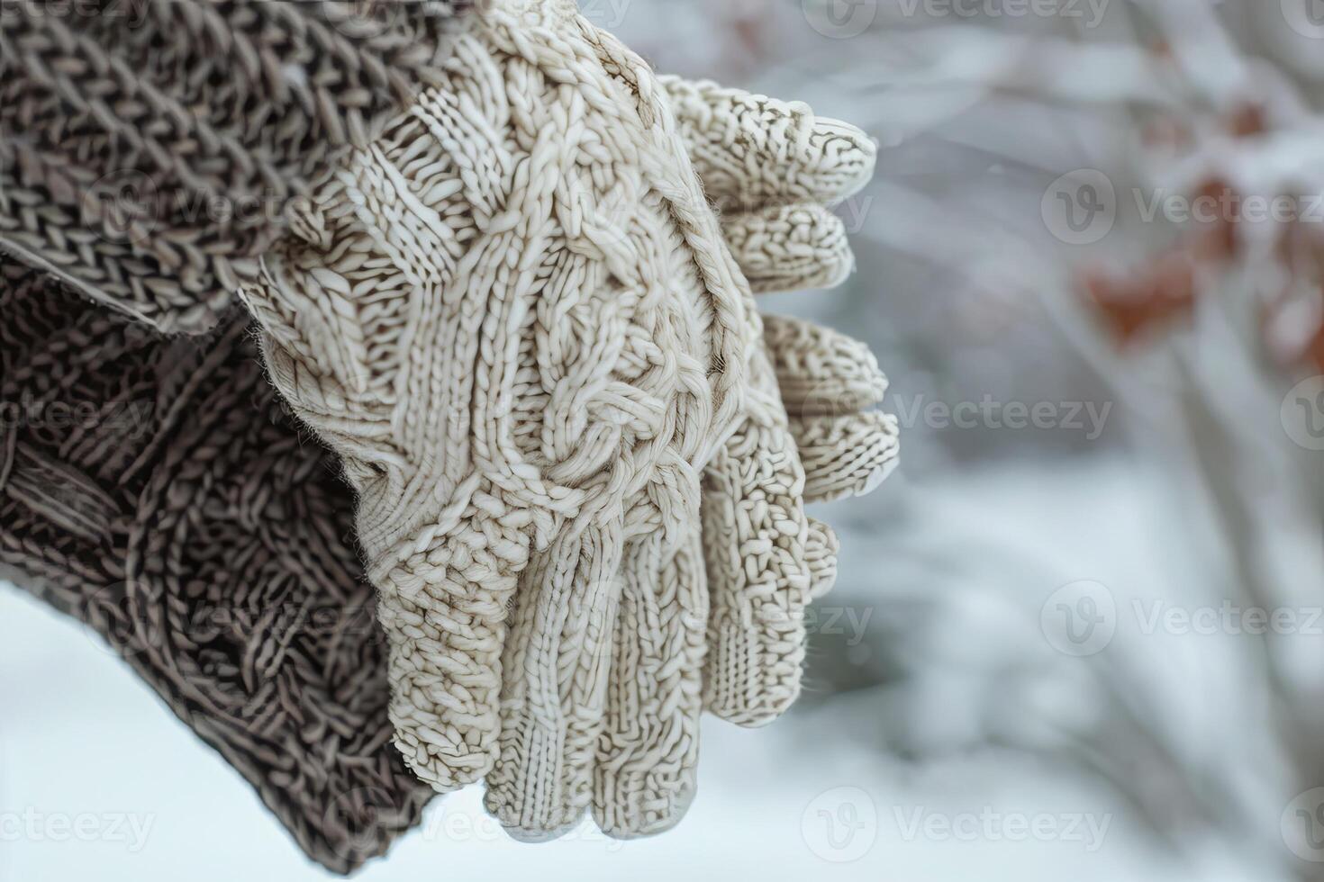 Stay cozy in winter's frost with these handmade cable-knit mittens. photo