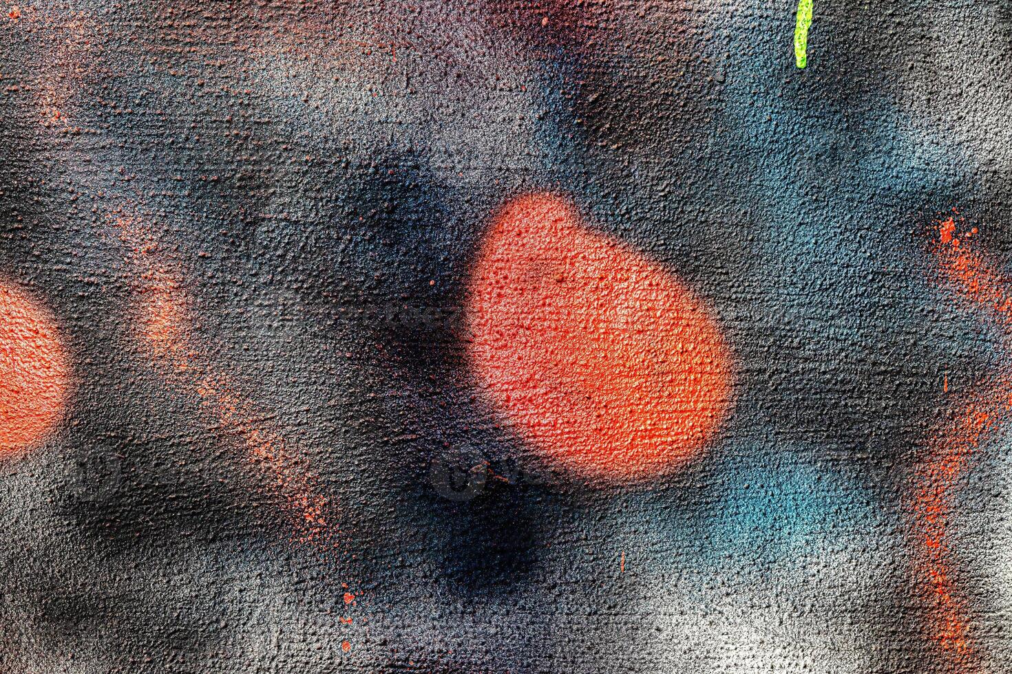 A fragment of colorful graffiti painted on a wall. Abstract urban background. photo