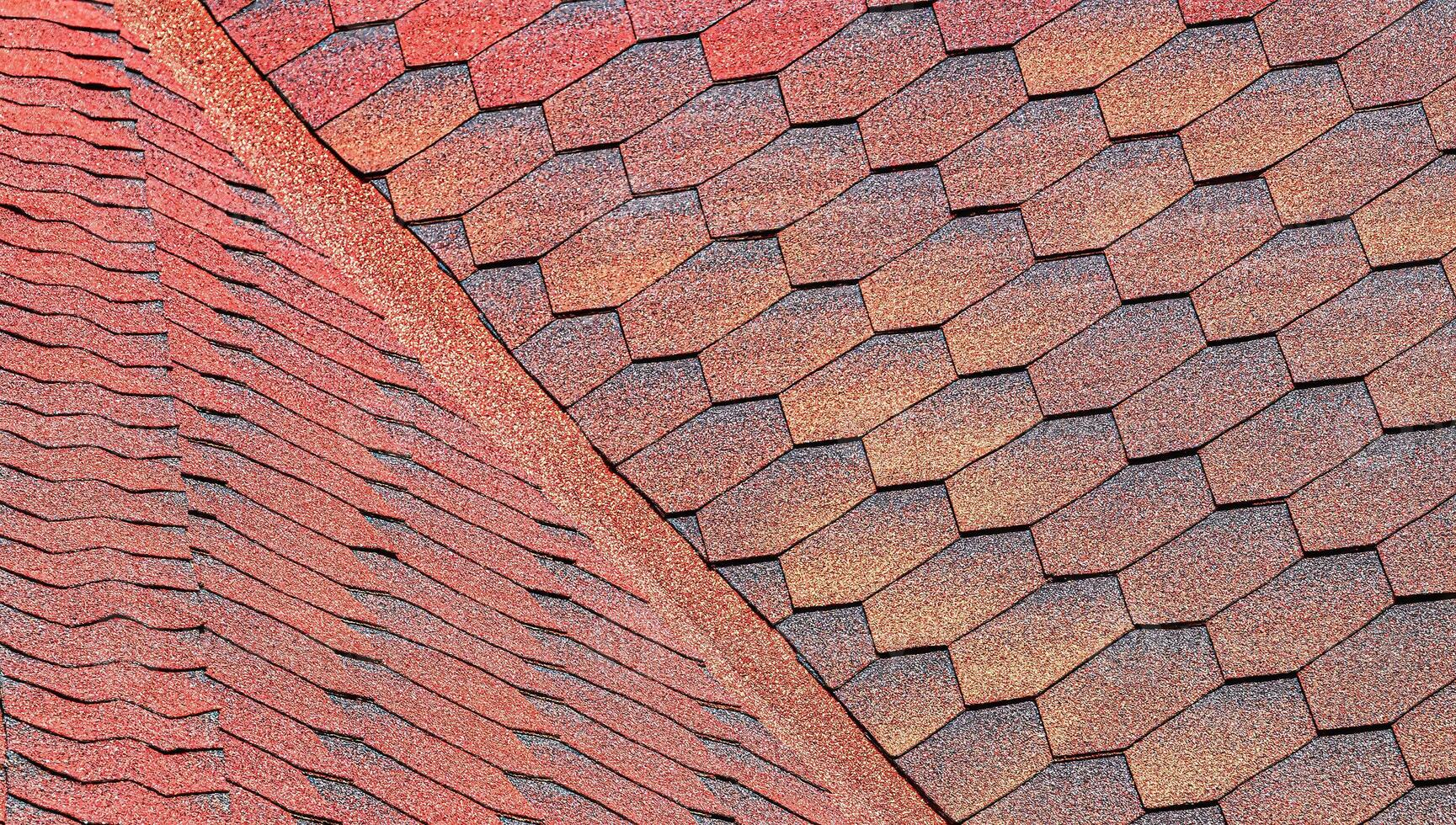The texture of red tile roof covering. photo