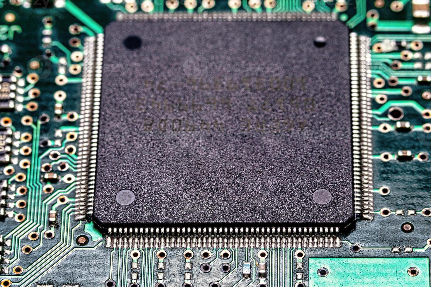 Microchips integrated on the board. photo