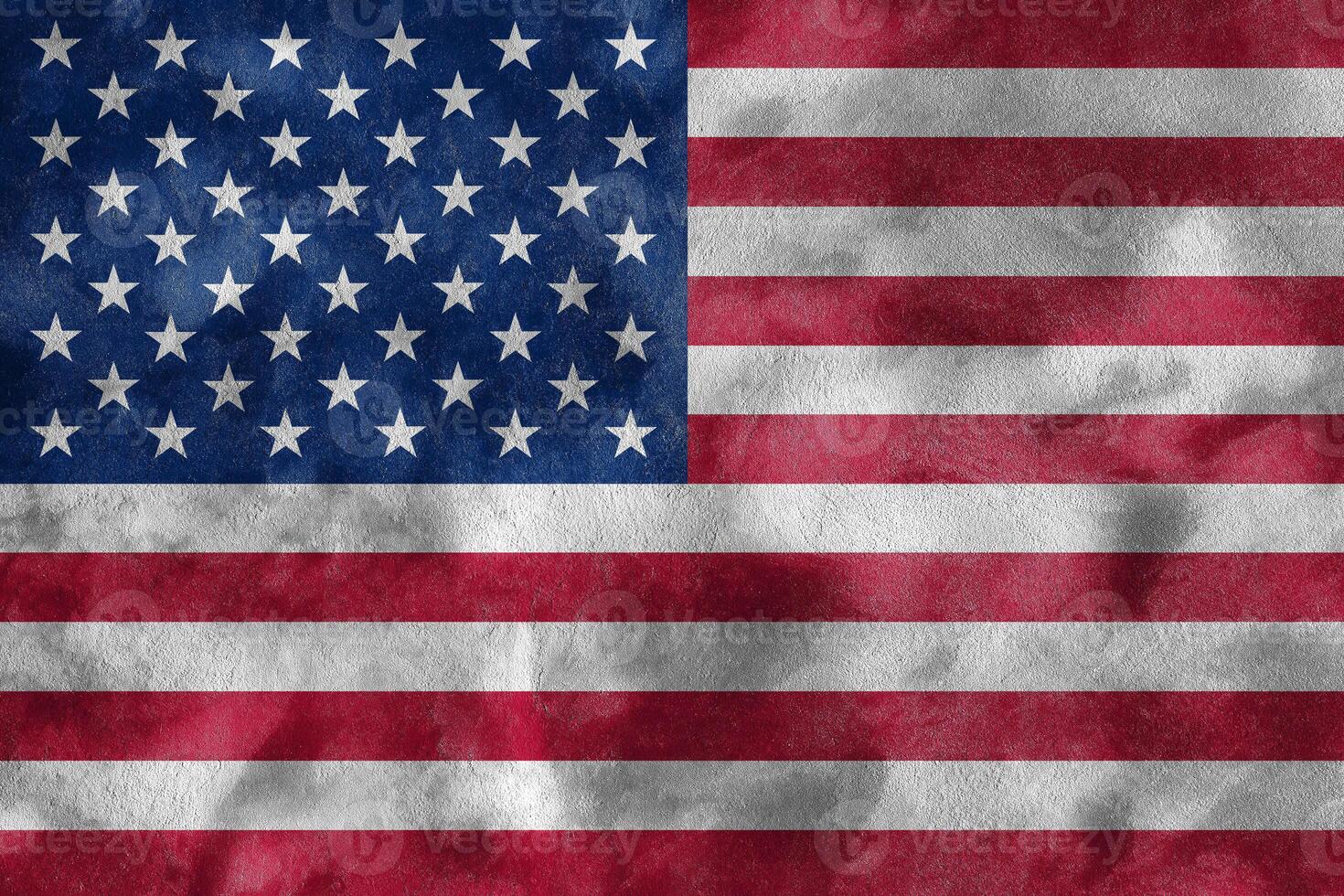 USA flag on grunge concrete wall backdrop. photo