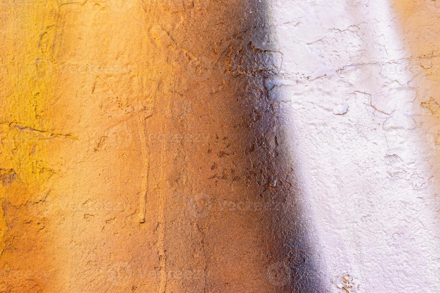 A fragment of colorful graffiti painted on a wall. Abstract urban background. photo