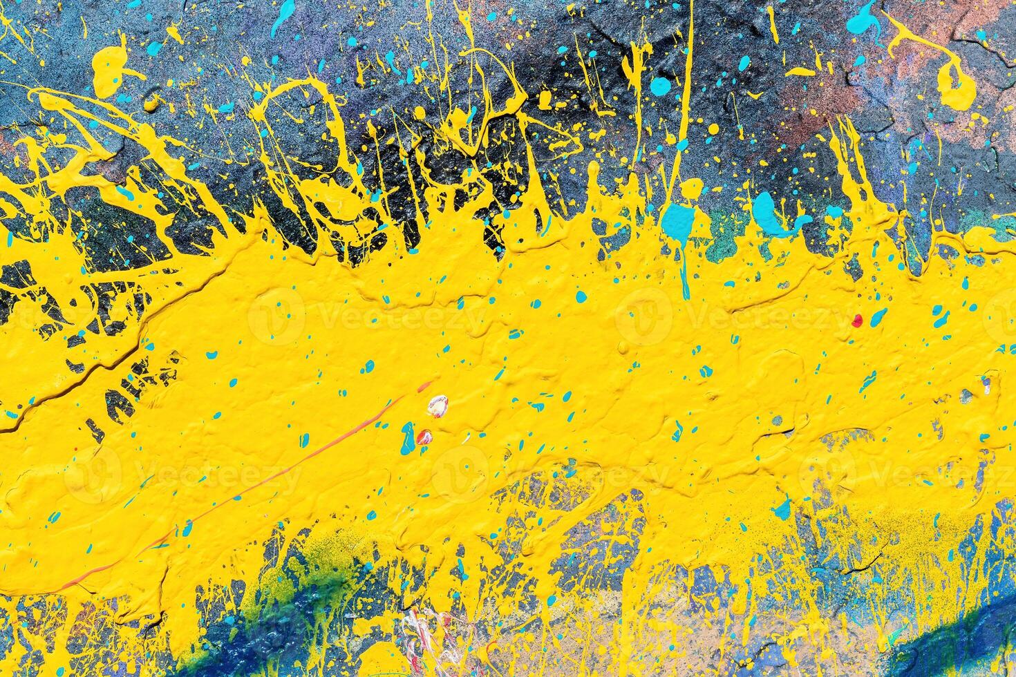 A fragment of colorful graffiti painted on a wall. Abstract urban background. photo