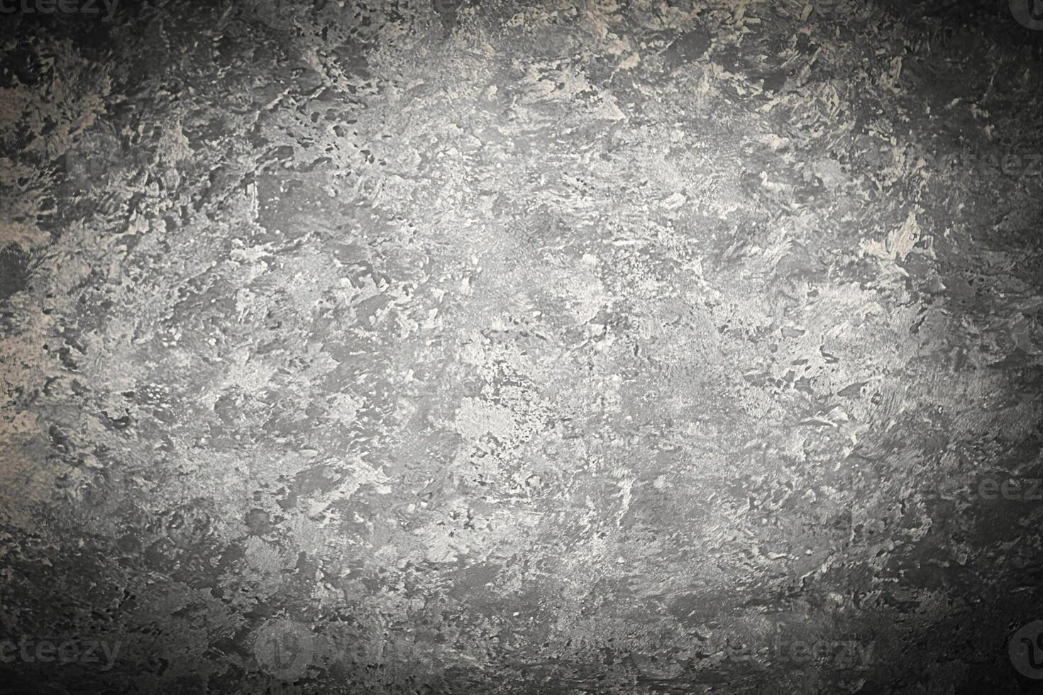 Texture of gray decorative plaster or concrete with vignette. photo