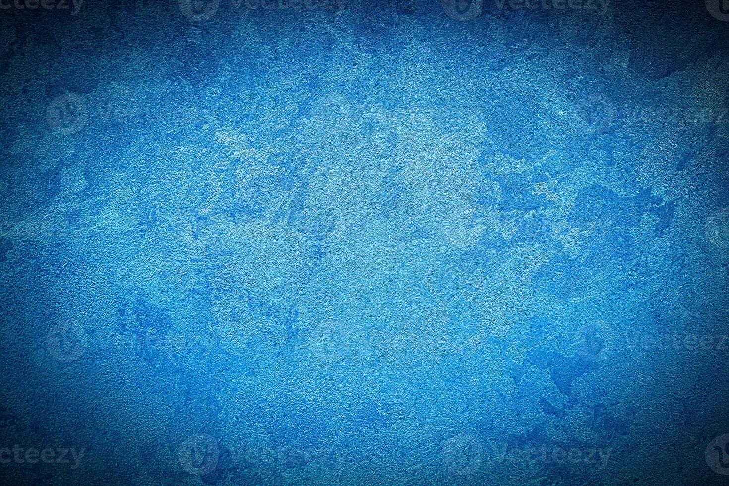 Texture of blue decorative plaster or concrete with vignette. photo