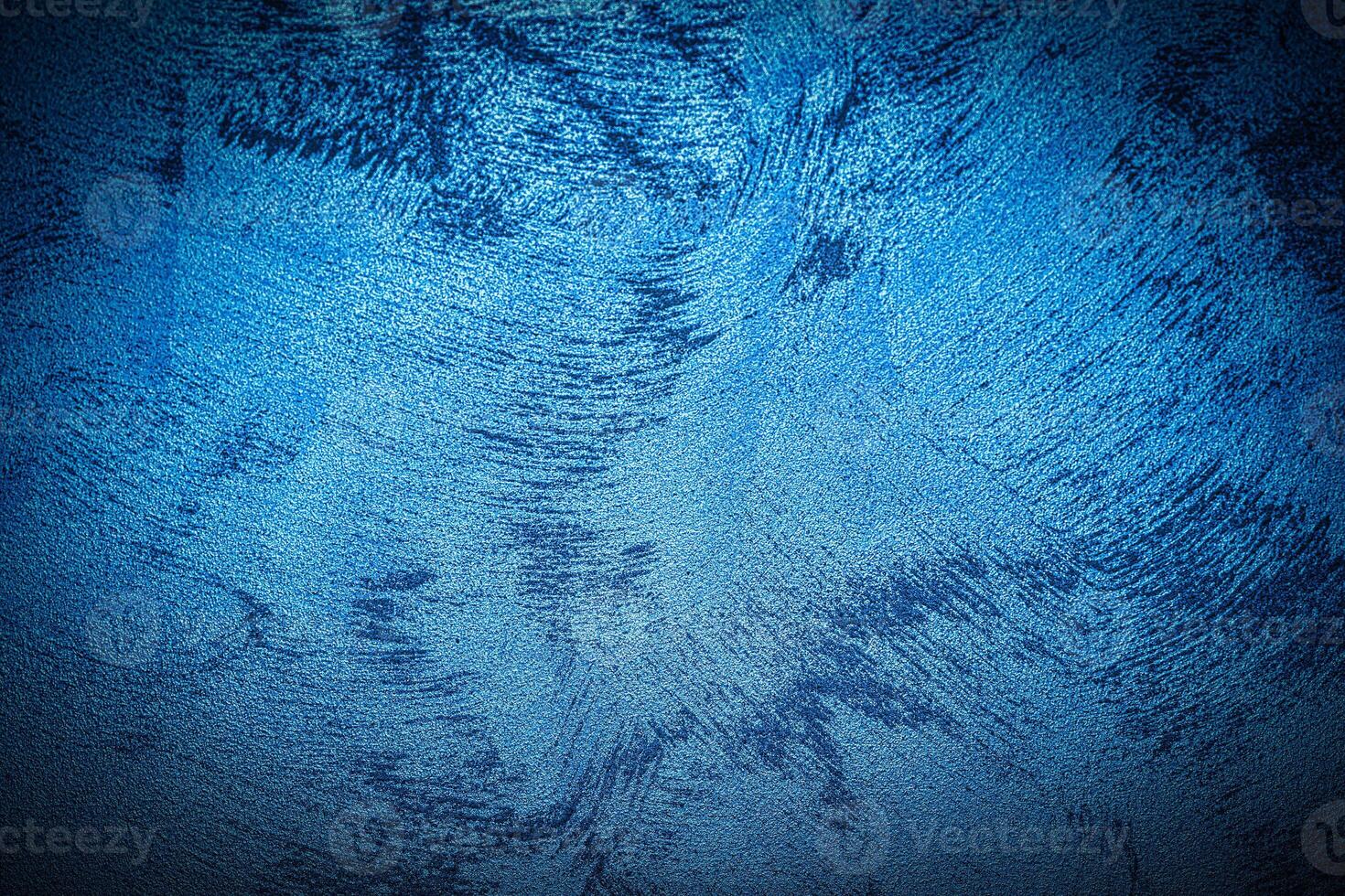 Texture of blue decorative plaster or concrete with vignette. photo
