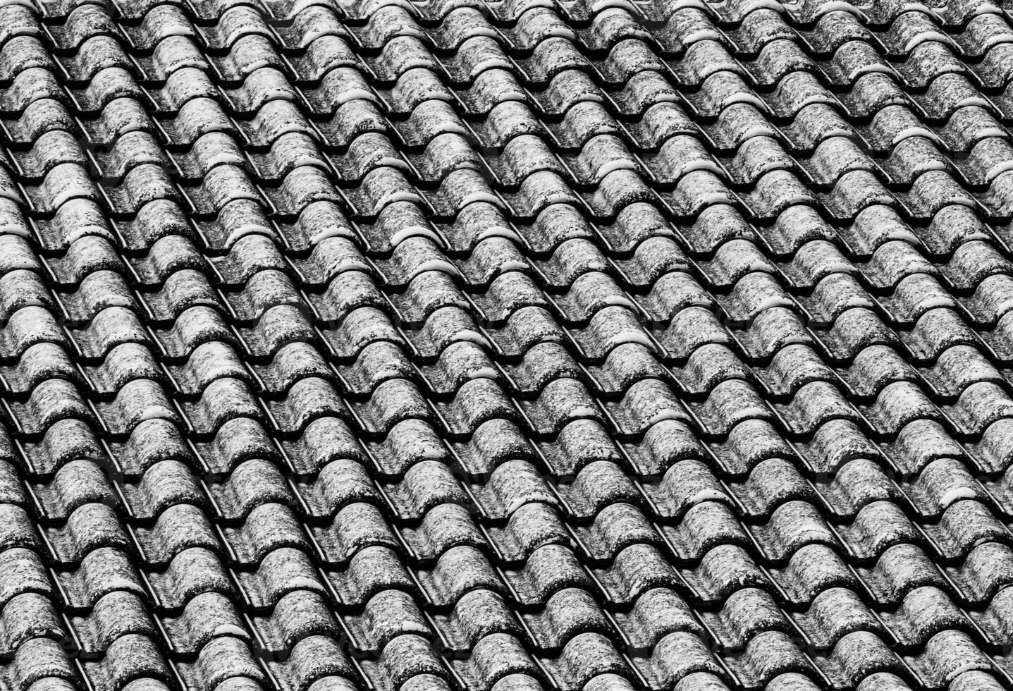 Black and white texture of red clay roof tiles. Abstract backdro photo