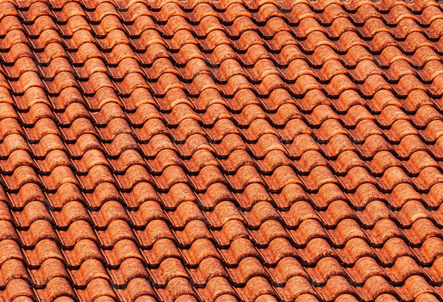 Texture of red clay roof tiles. Abstract backdrop for design. photo