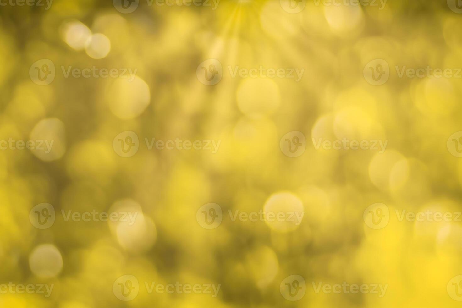 Blurred bokeh background image of bright yellow foliage and sunbeams in autumn. photo