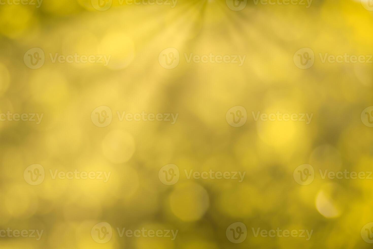 Blurred bokeh background image of bright yellow foliage and sunbeams in autumn. photo