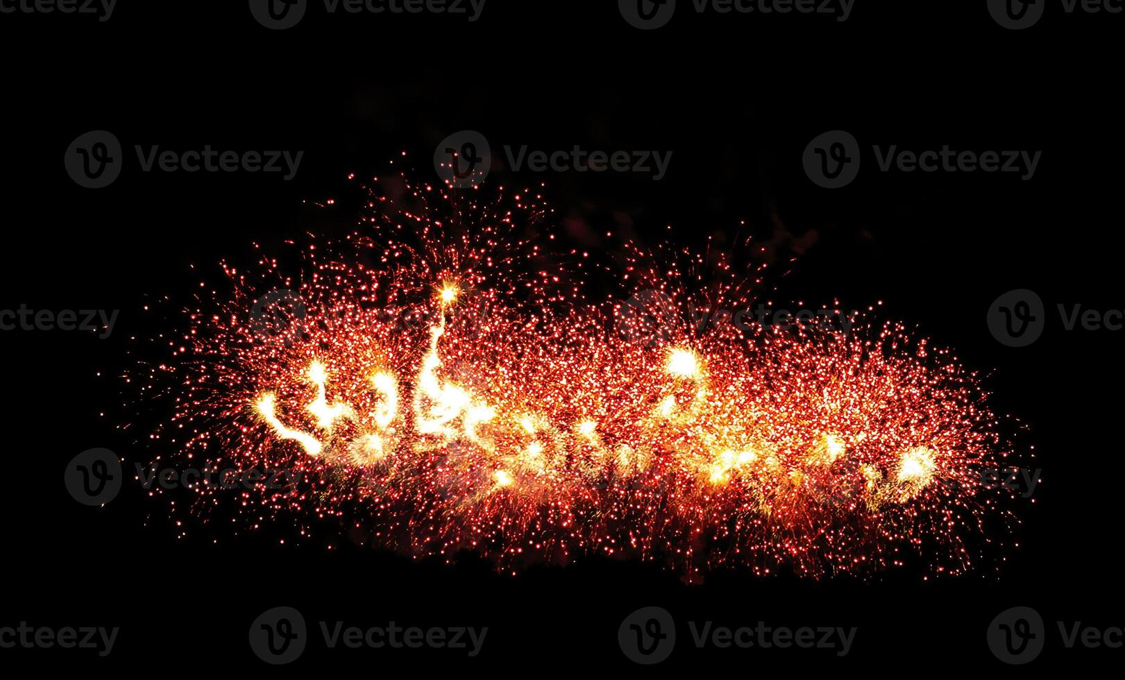 Colorful celebration fireworks isolated on black sky background. photo