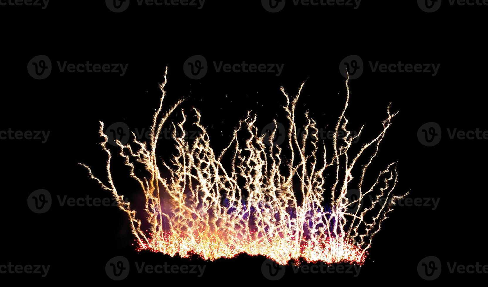 Colorful celebration fireworks isolated on black sky background. photo