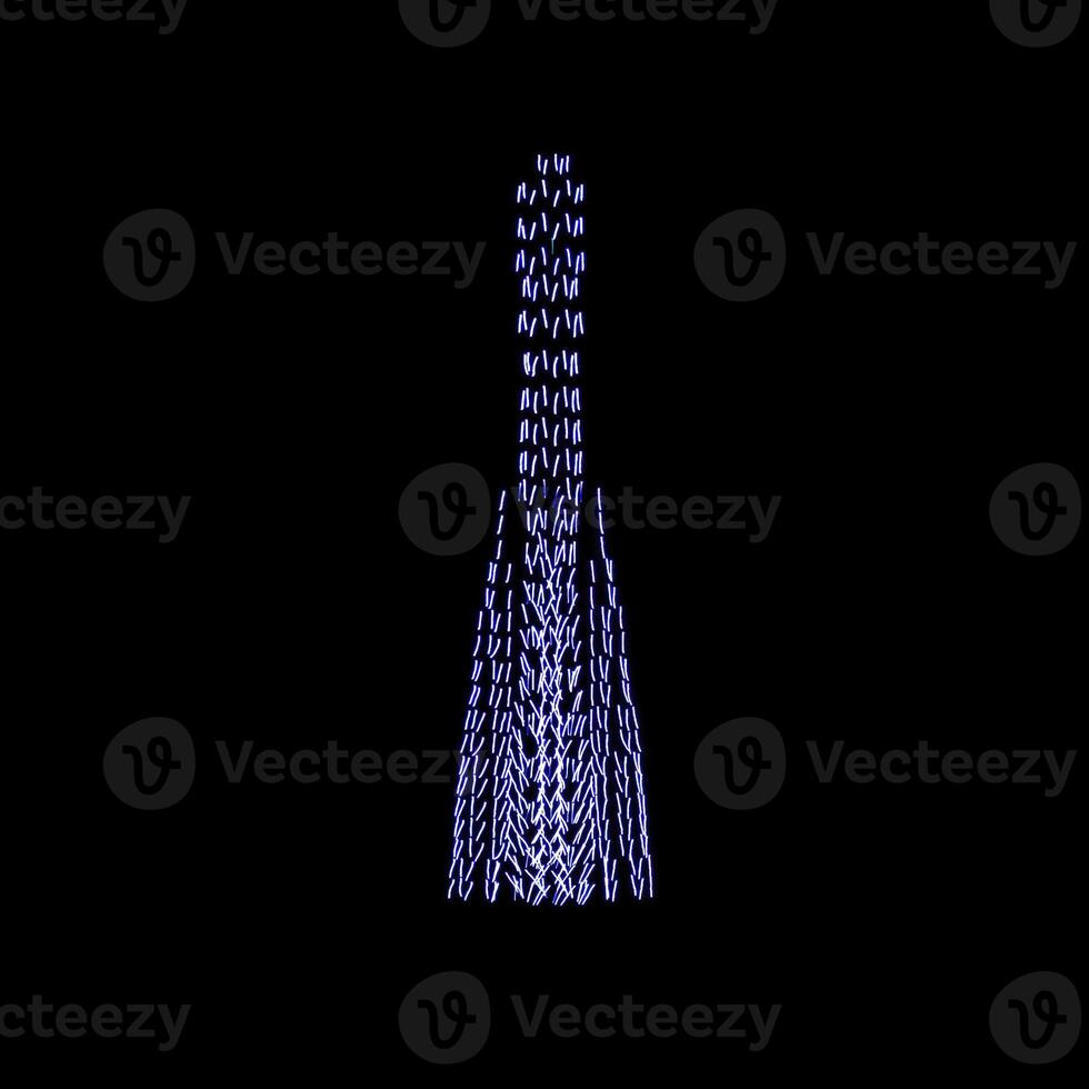 Colorful drone light shows on a night sky background. The figure of a rocket made of glowing drones. photo