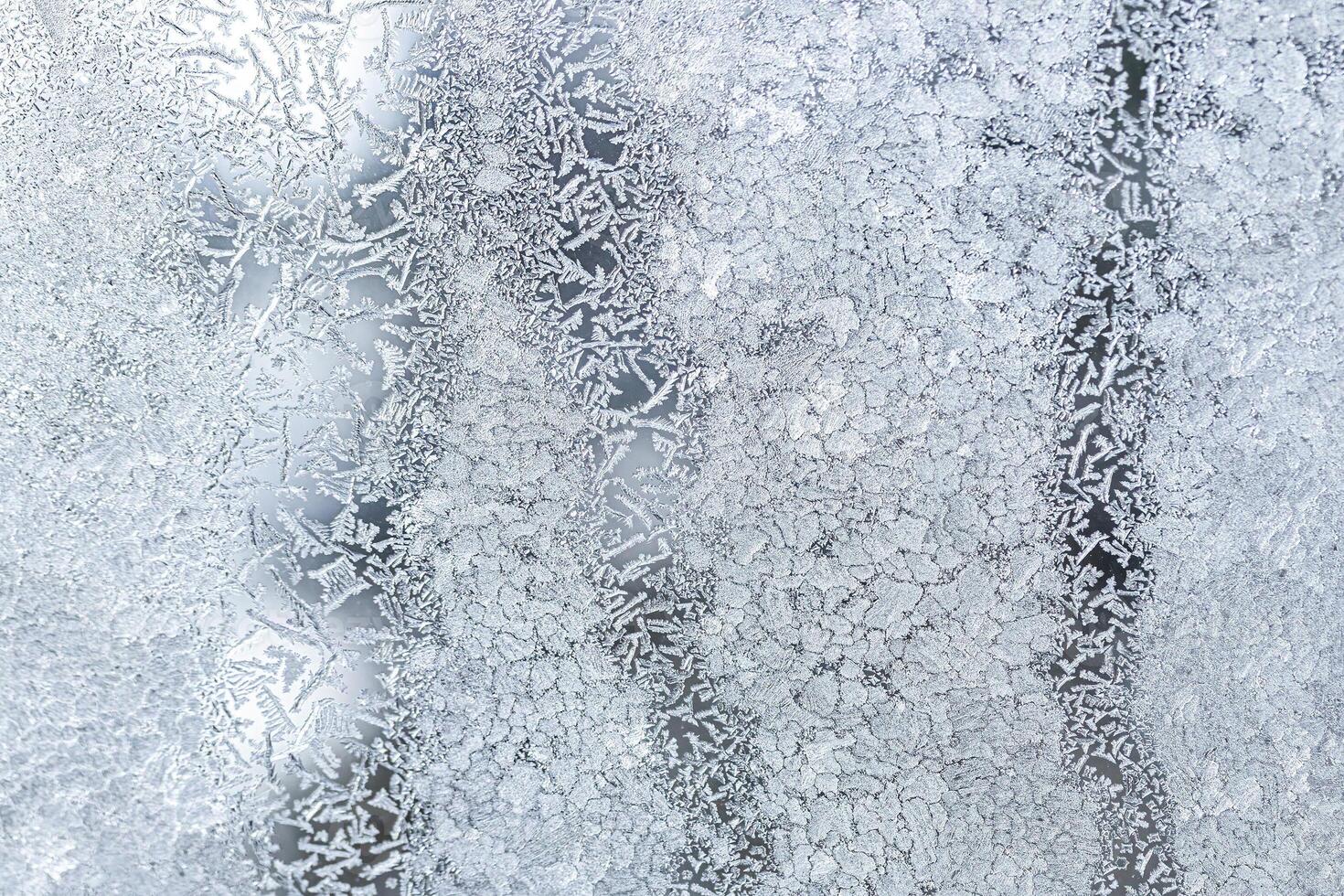 The texture of the glass covered with frost in winter in cold weather. Abstract background. photo