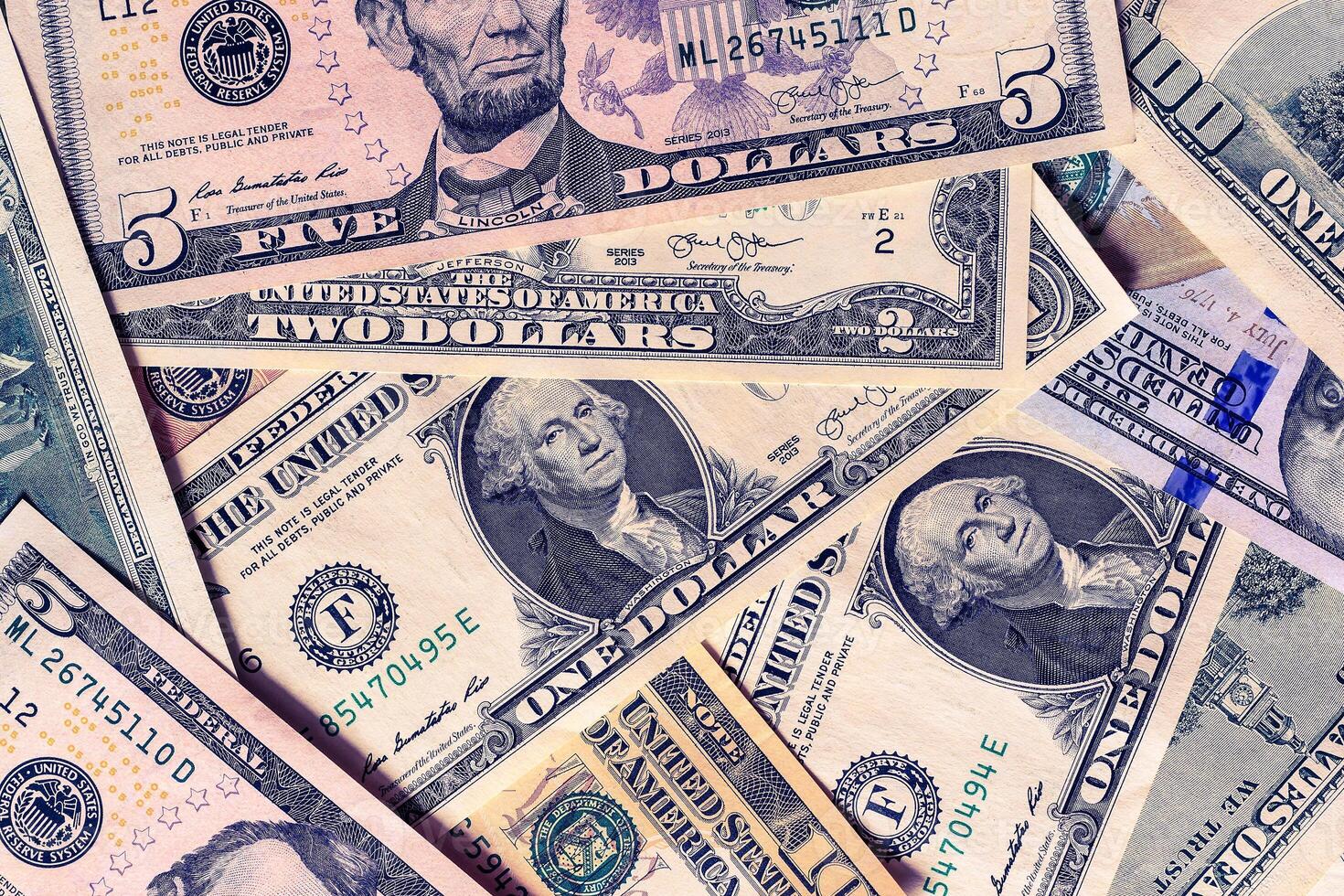Background with money american dollar bills. Cash. photo