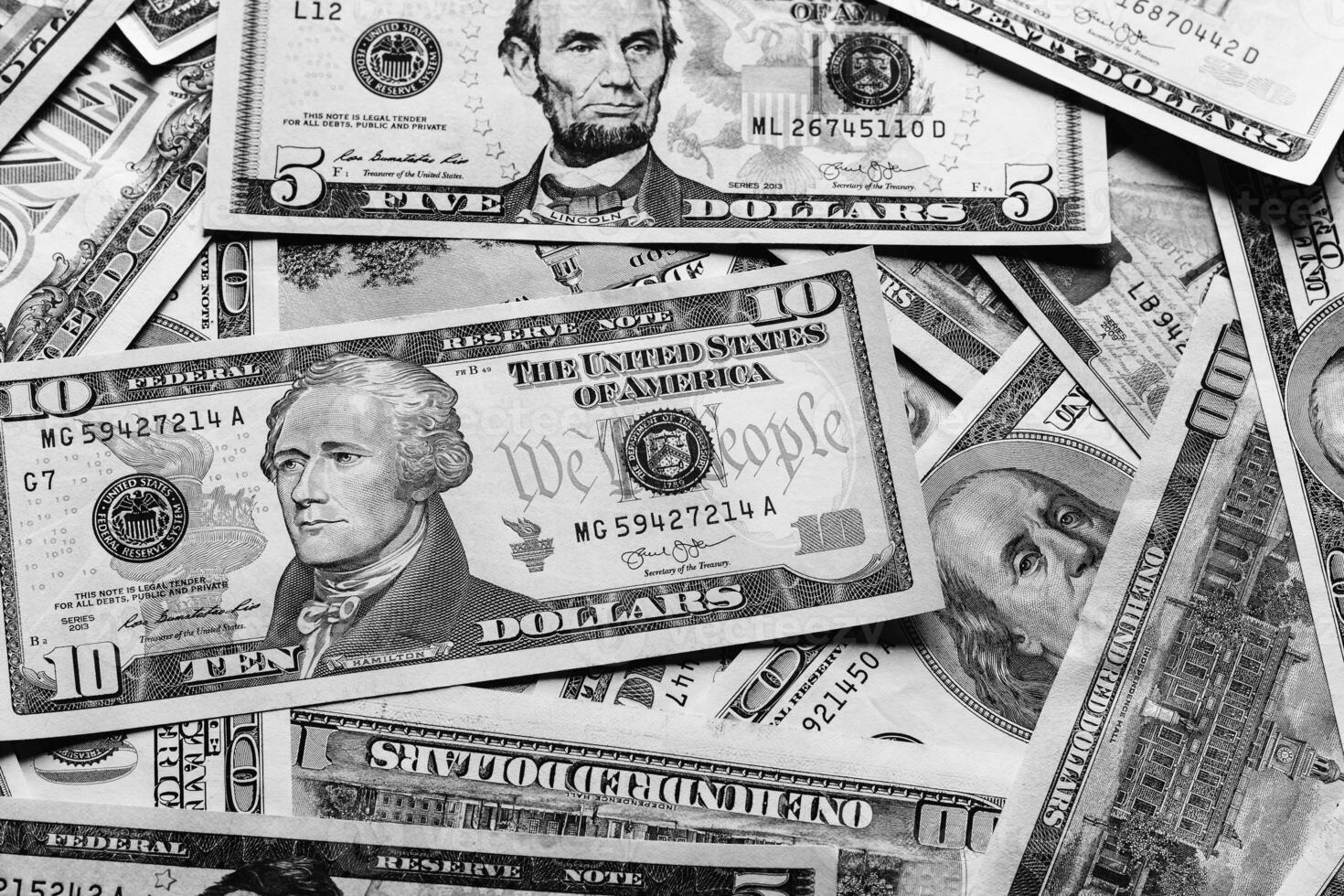 Background with money american dollar bills. photo