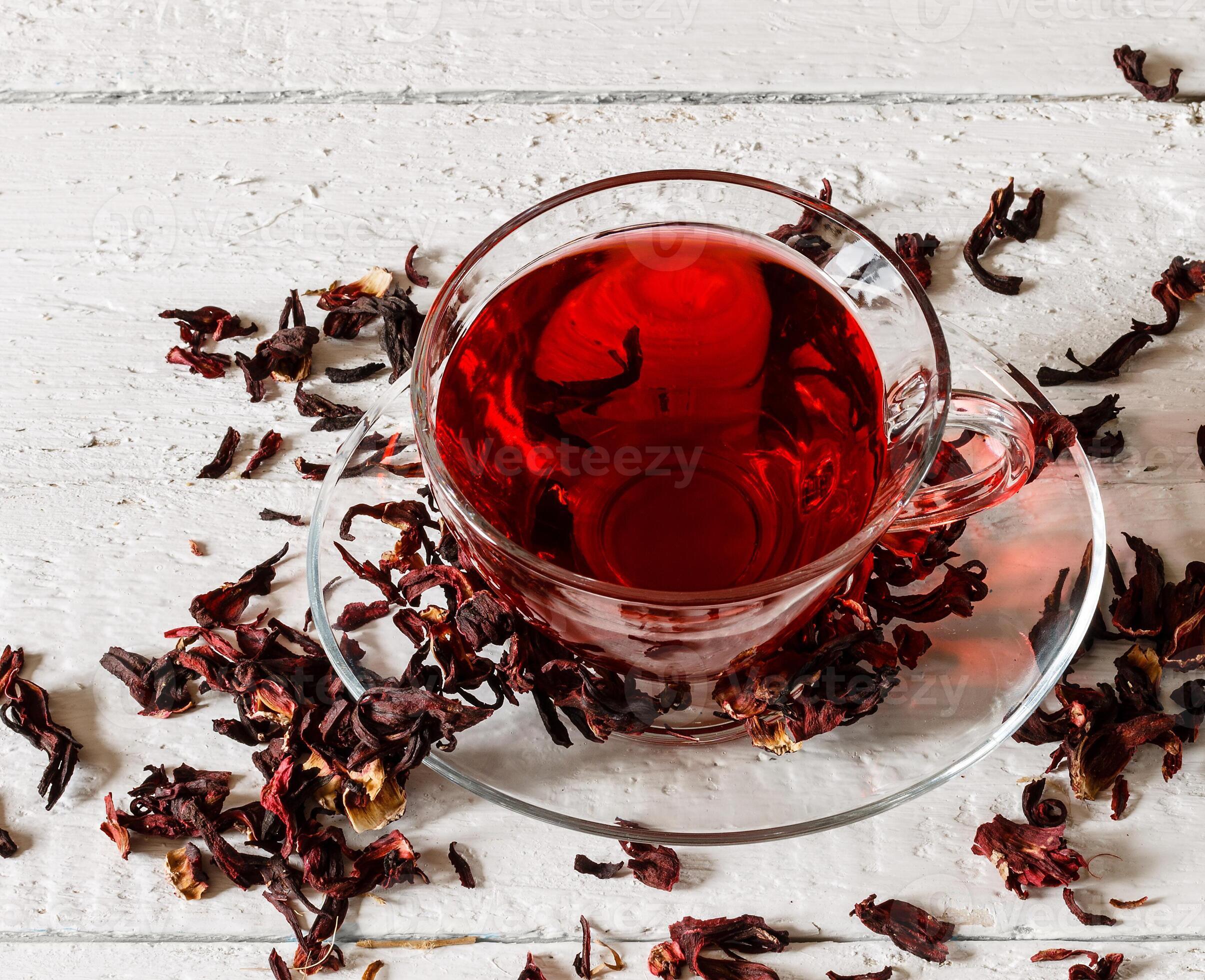 Cup of Karkadeh Red Tea with Dry Flowers 46214943 Stock Photo at Vecteezy