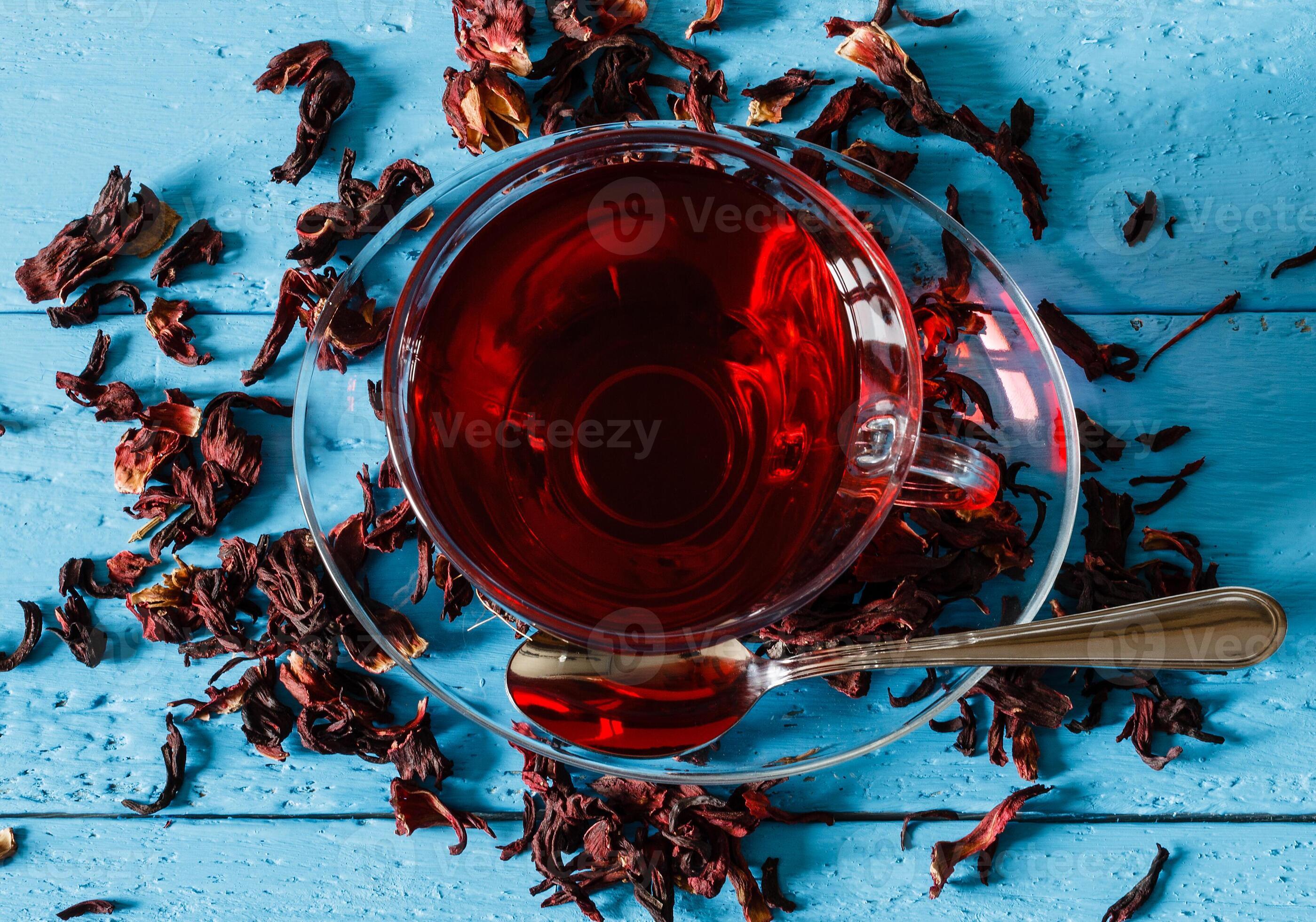 Cup of Karkadeh Red Tea with Dry Flowers 46214981 Stock Photo at Vecteezy