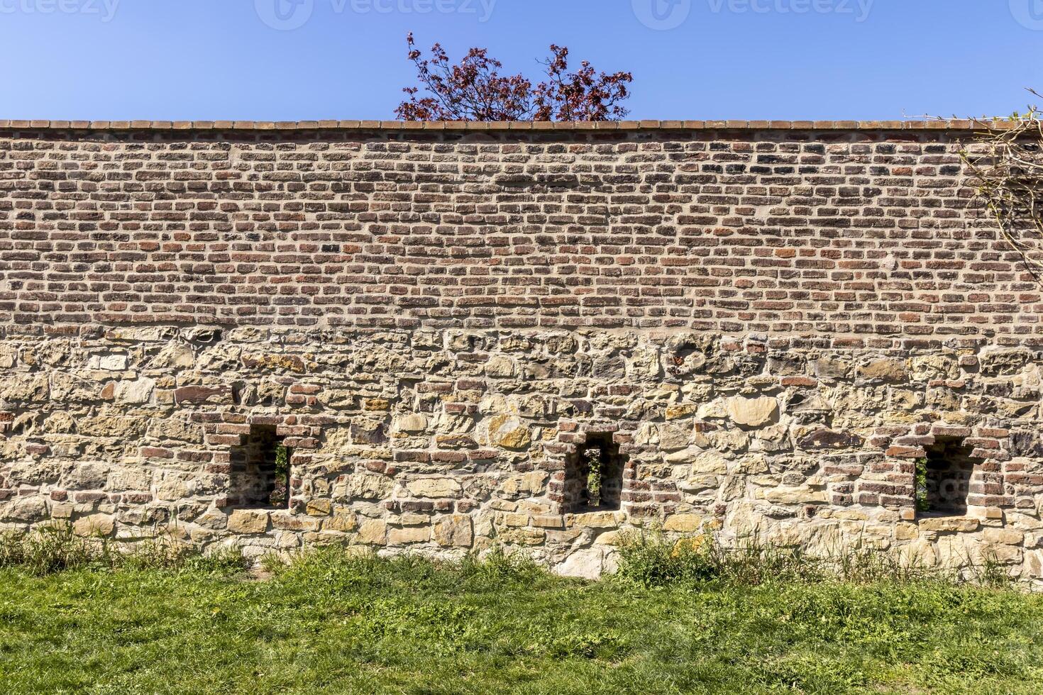 Stone brick wall in Prague. photo