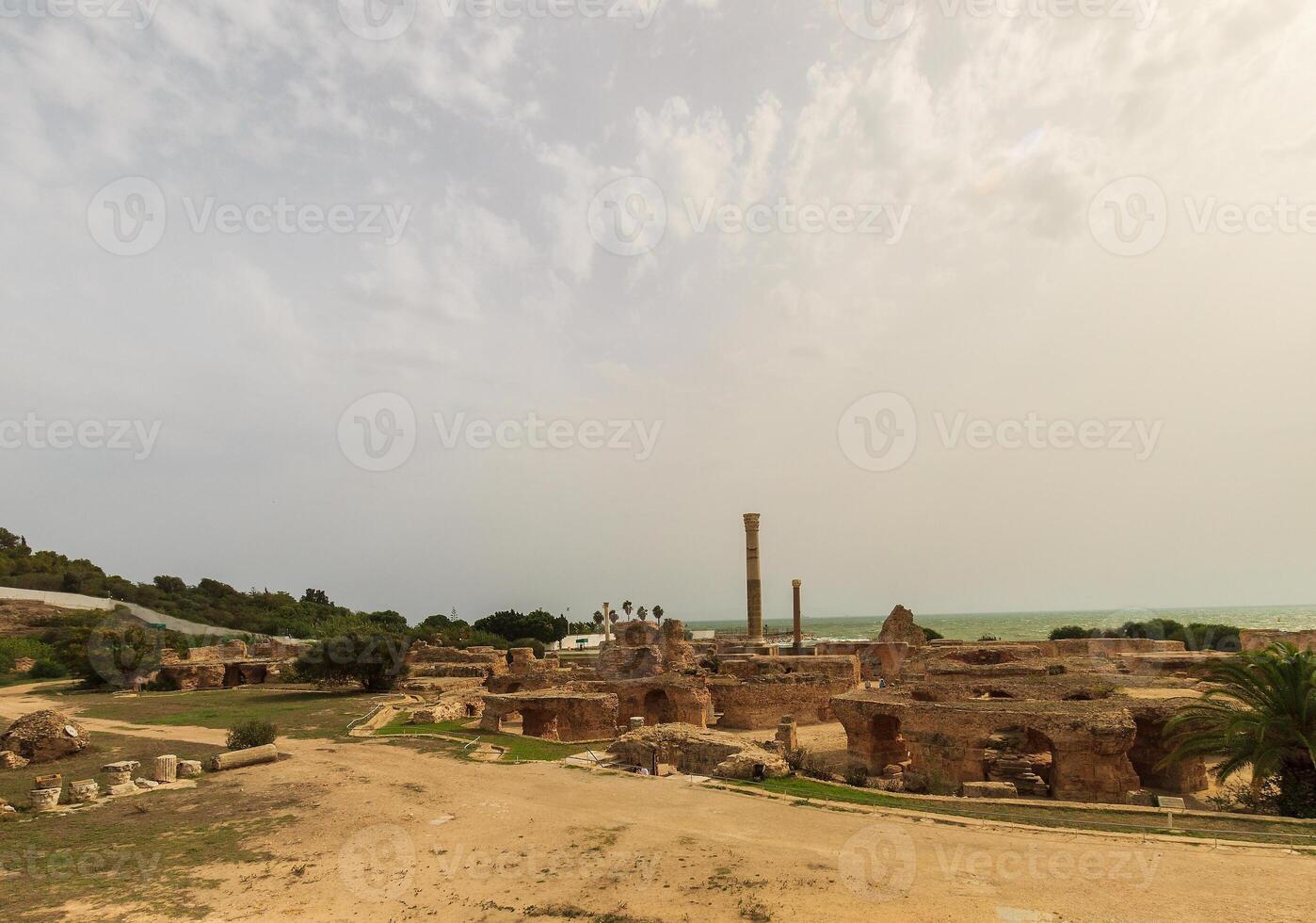 Ancient ruins of baths at tunisia, Carthage photo