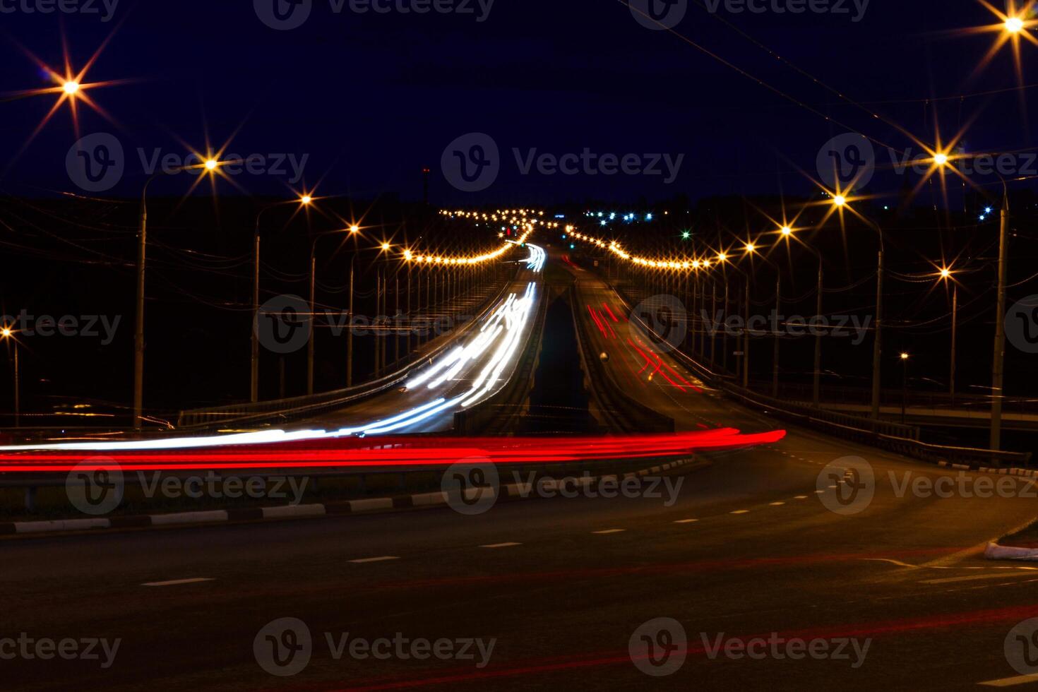 moving car with blur light through city photo