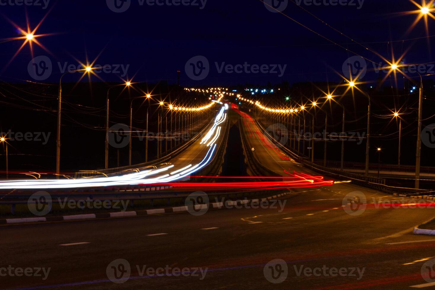 moving car with blur light through city photo