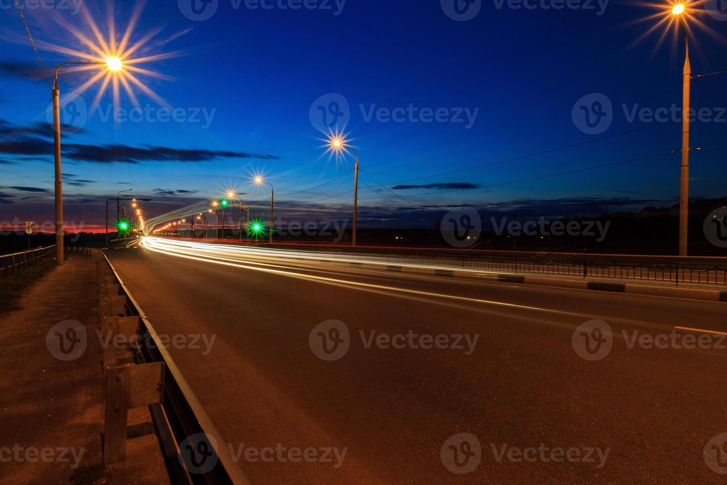 moving car with blur light through city photo