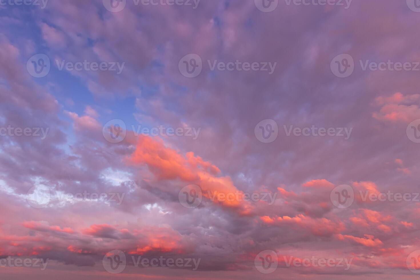 Overcast twilight sky with purple clouds. Abstract background for design. photo