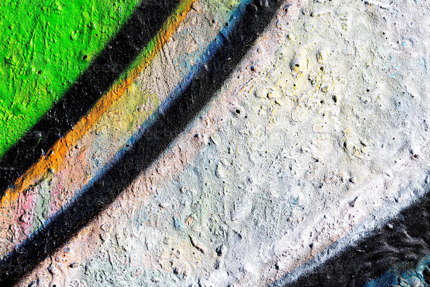 Fragment of colored graffiti painted on a concrete wall. Abstract background for design. photo