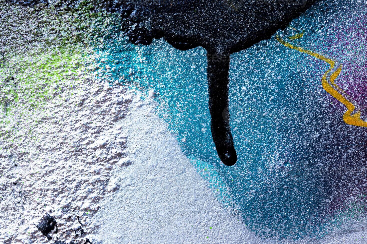Fragment of colored graffiti painted on a wall. Bright abstract background. photo