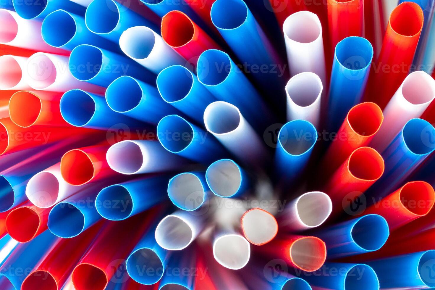 Colored drinking straws, top view. photo