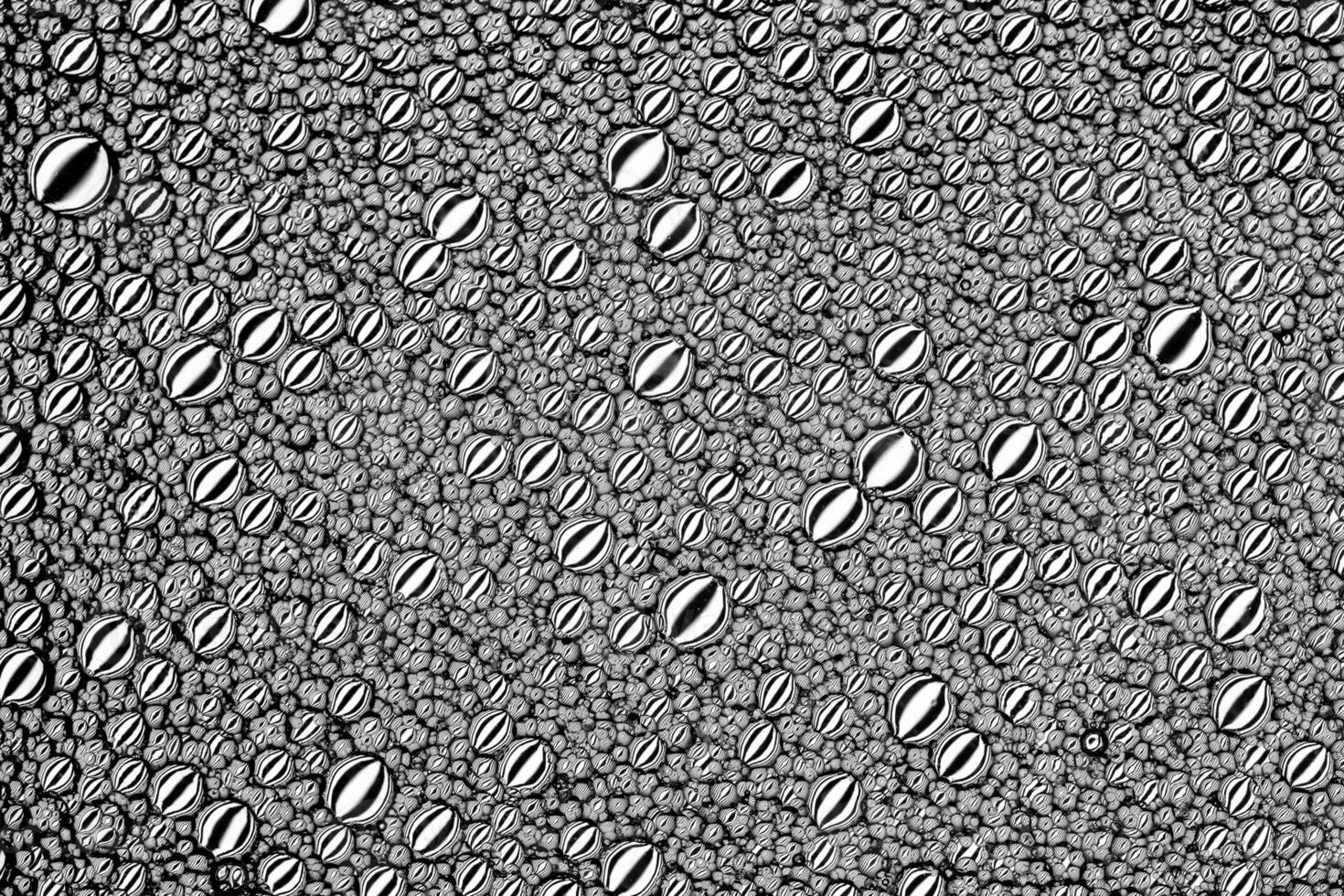 Black and white drops of oil on the water. Circles and ovals. Abstract background for design. photo