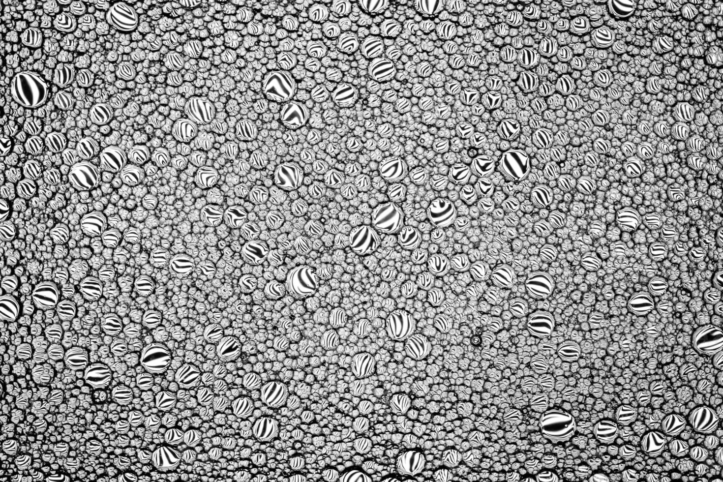 Black and white drops of oil on the water. Circles and ovals. Abstract background for design. photo