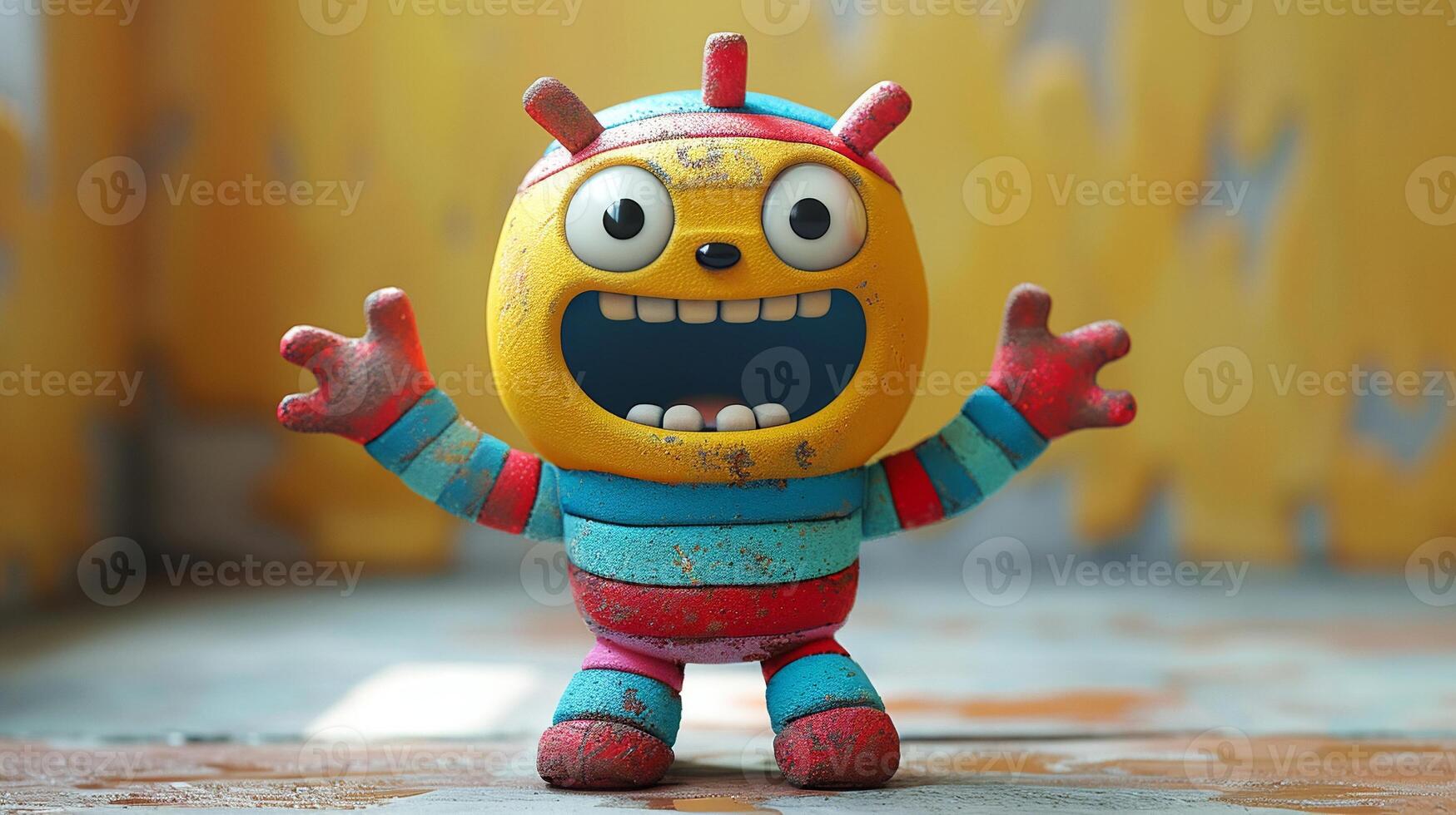 A 3D cartoon character in a fun and playful pose photo