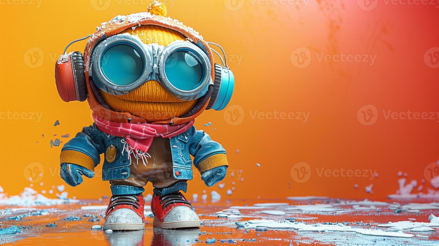 A 3D cartoon character in a fun and playful pose photo