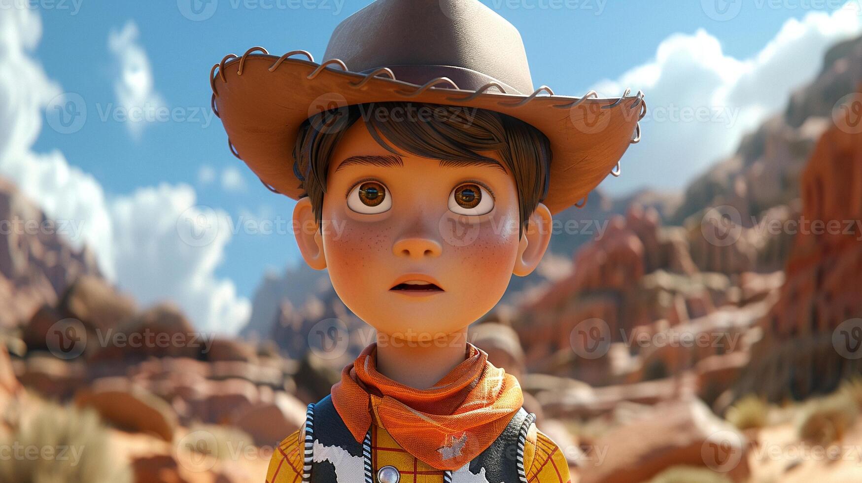 A 3D cartoon character in a space adventure scene. photo