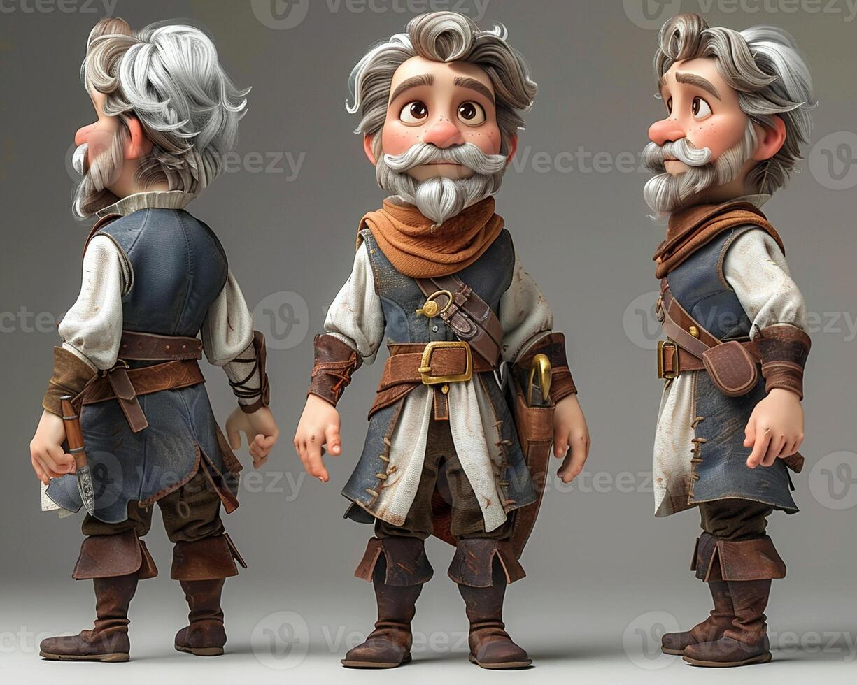 A 3D character illustration for a historical fiction book. photo