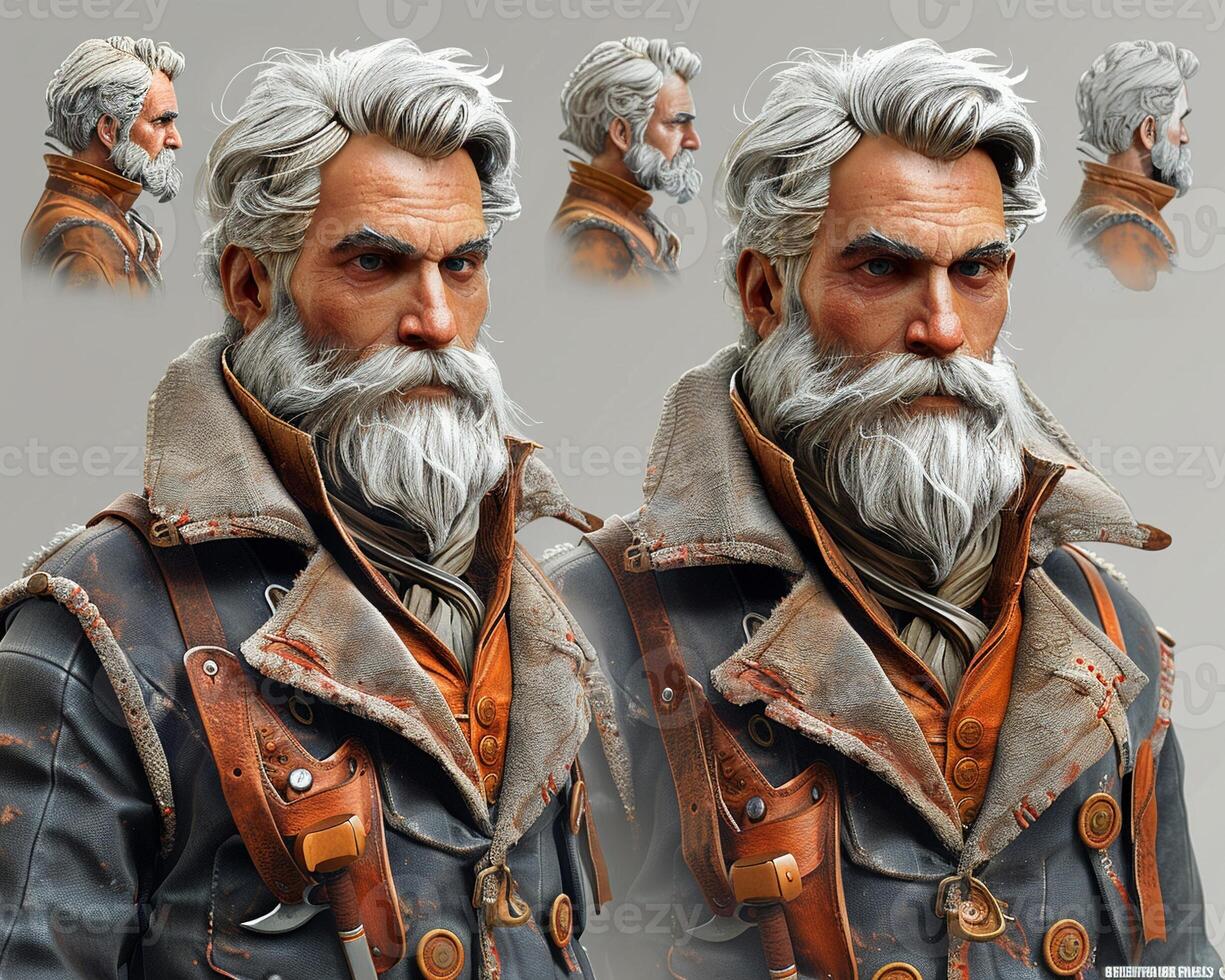 A 3D character illustration for a historical fiction book. photo