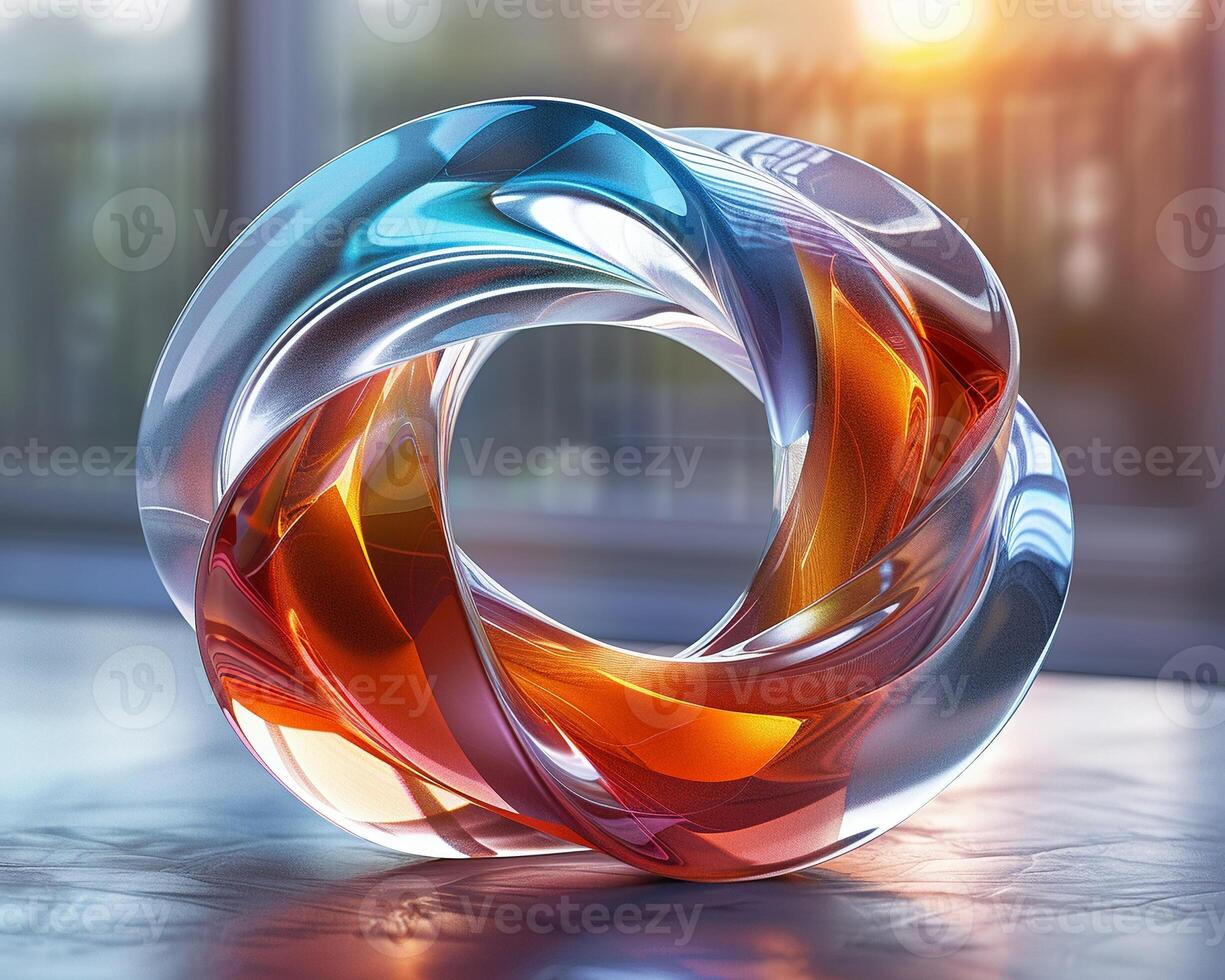 A 3D glass logo with a futuristic look. photo