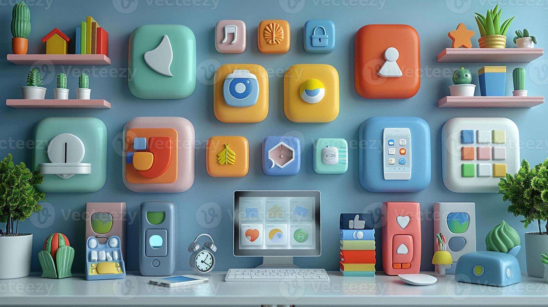 A 3D icon set for a productivity application. photo