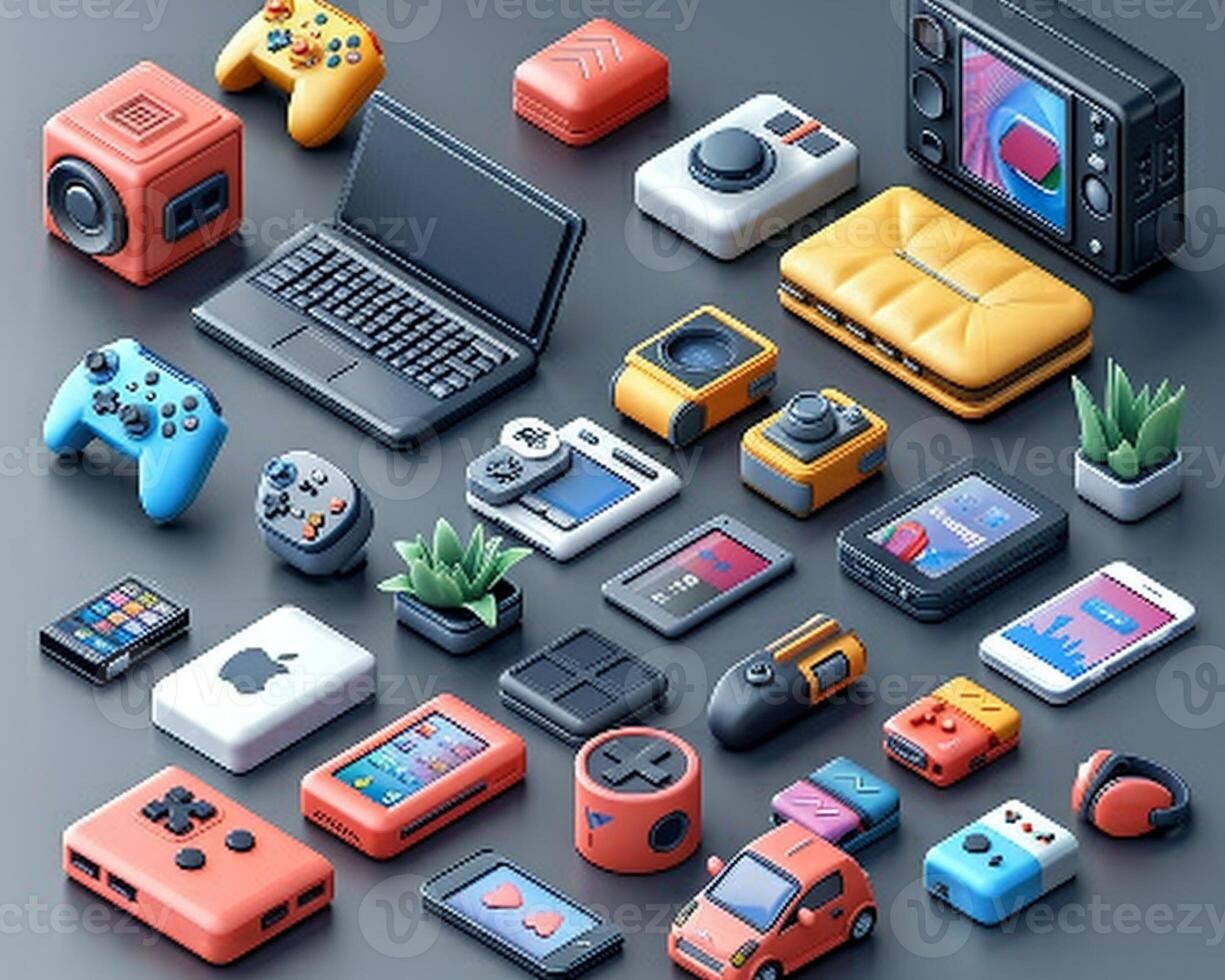 A 3D icon set for a tech application photo