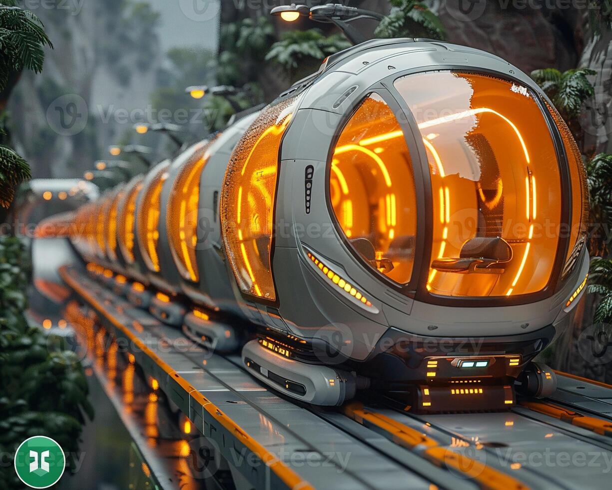 A 3D rendering of a futuristic transportation system. photo