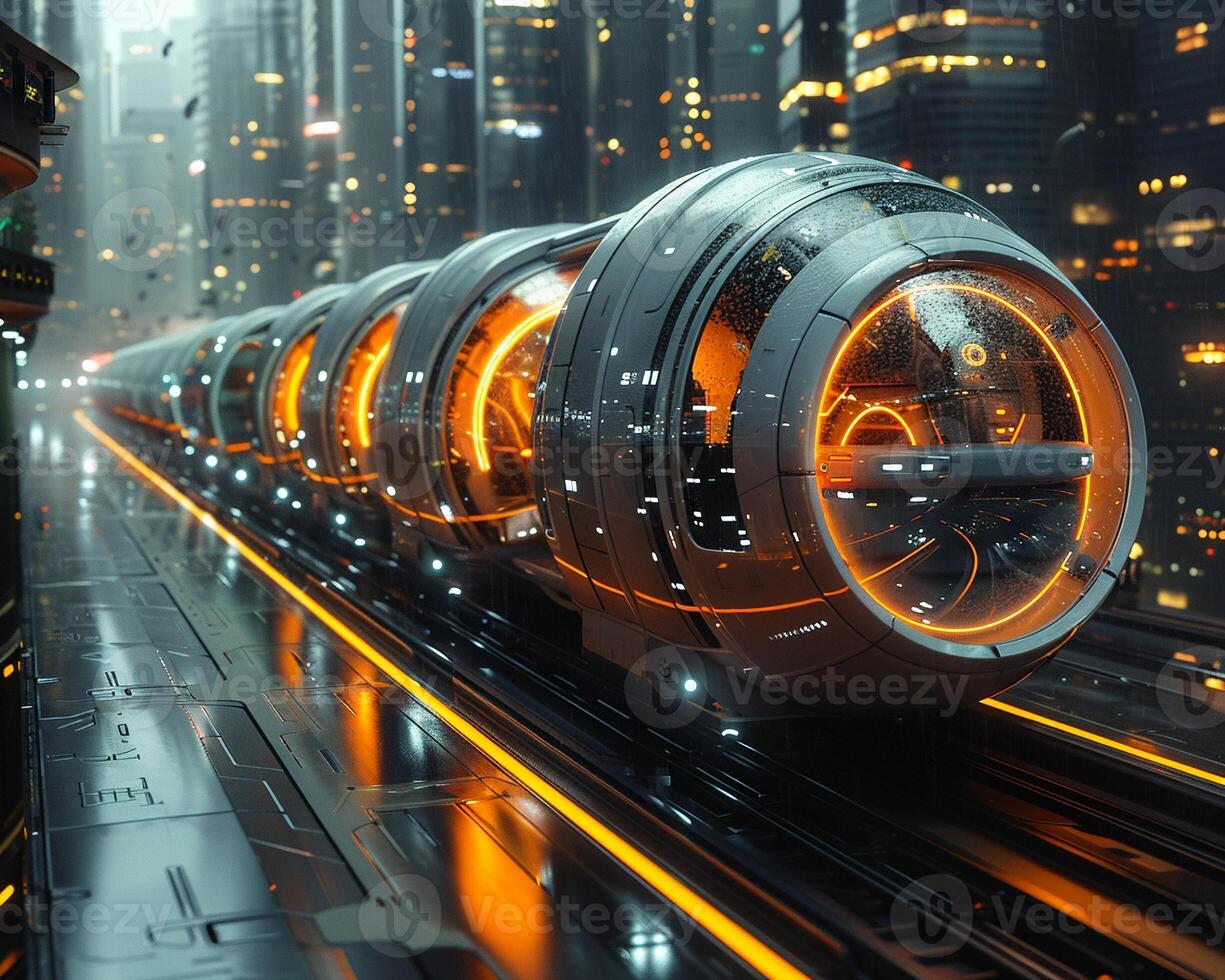 A 3D rendering of a futuristic transportation system. photo