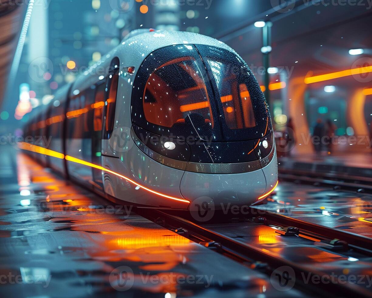 A 3D rendering of a futuristic transportation system. photo
