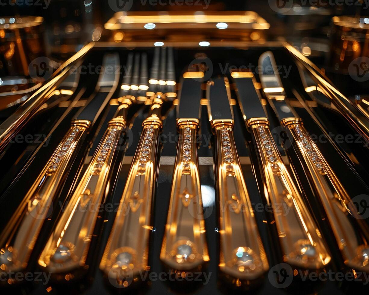 A close-up of a cutlery set with personalized initials. photo