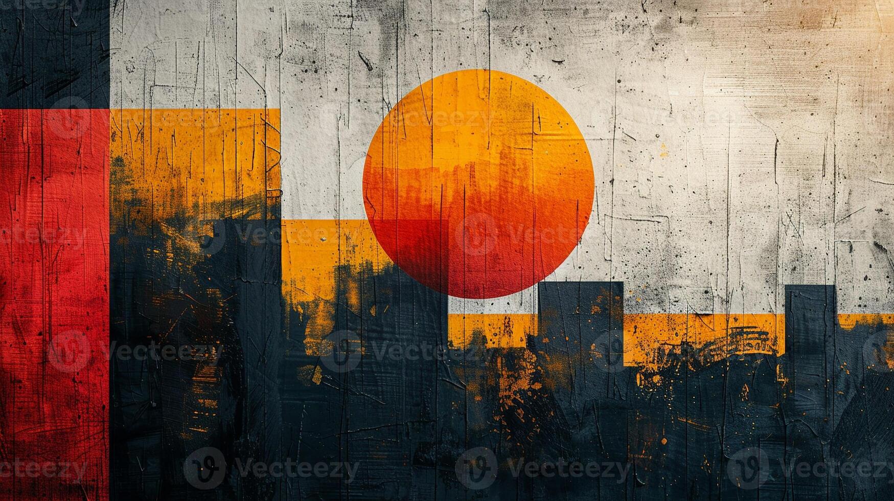 A collage art piece featuring abstract designs and textures photo