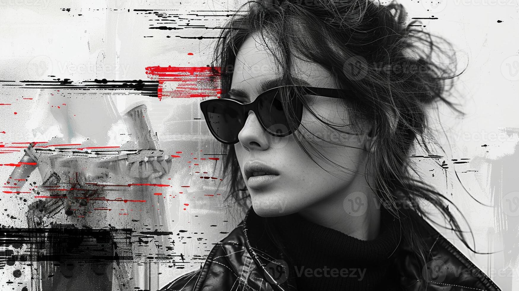 A collage of artistic black and white photos with minimalist templates.