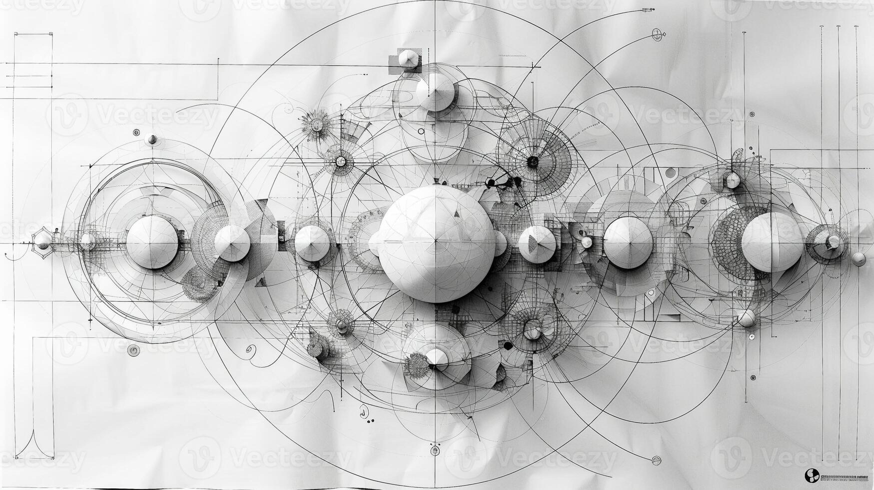 A detailed outline drawing of geometric patterns. photo